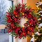 Lighted Christmas Wreath with Baubles, Berries, Leaves, Snowy Pine Needles (Red Hydrangea) 5"D x 24"W x 24"H